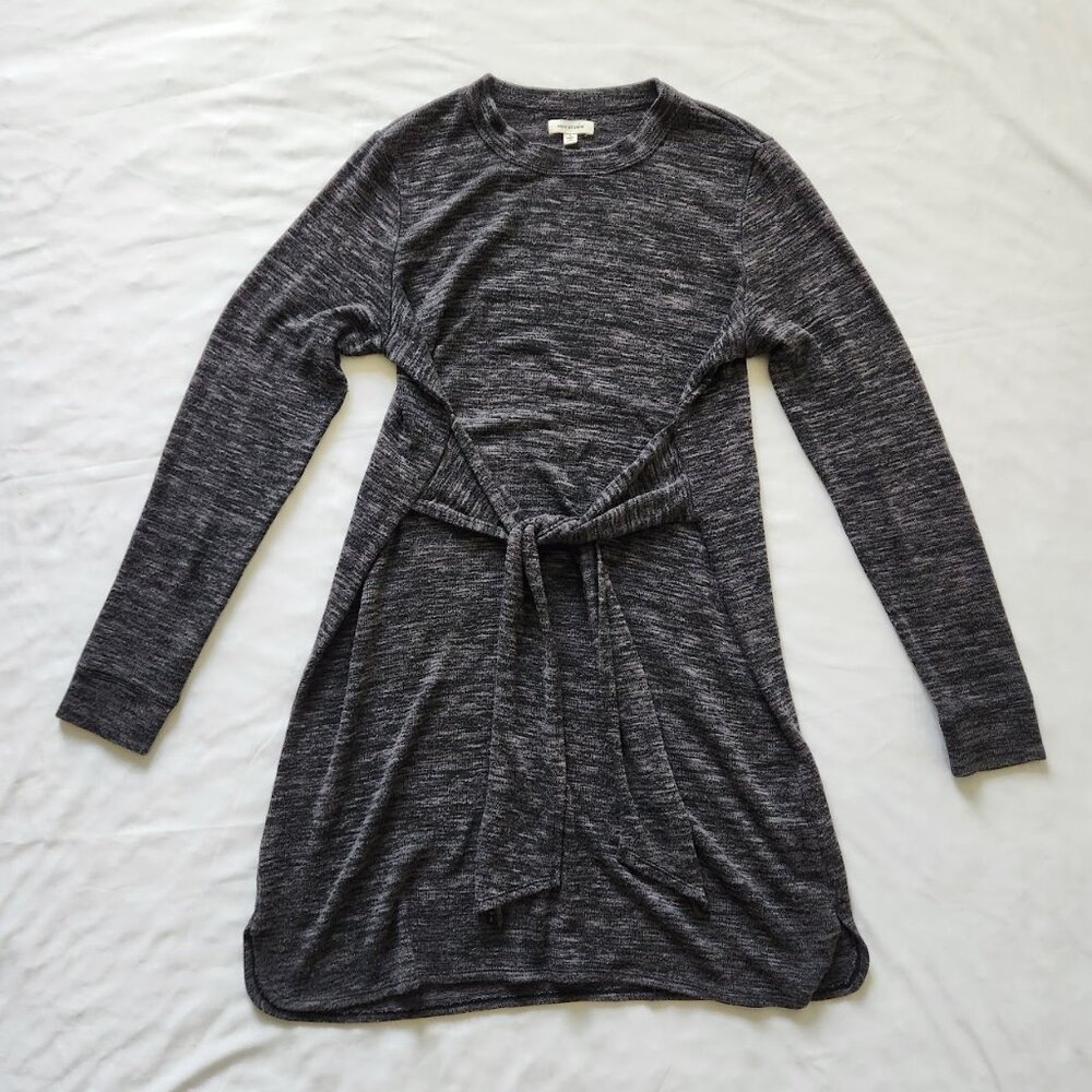 Max Studio Size L Heather Gray Sweater Dress - Tie Front Waist